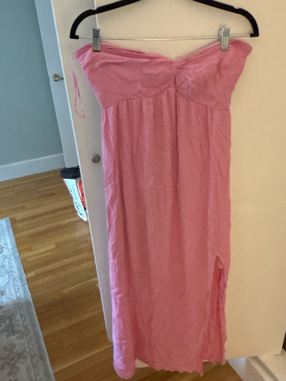 Hollister Strapless Pink Maxi Dress with Side Slit